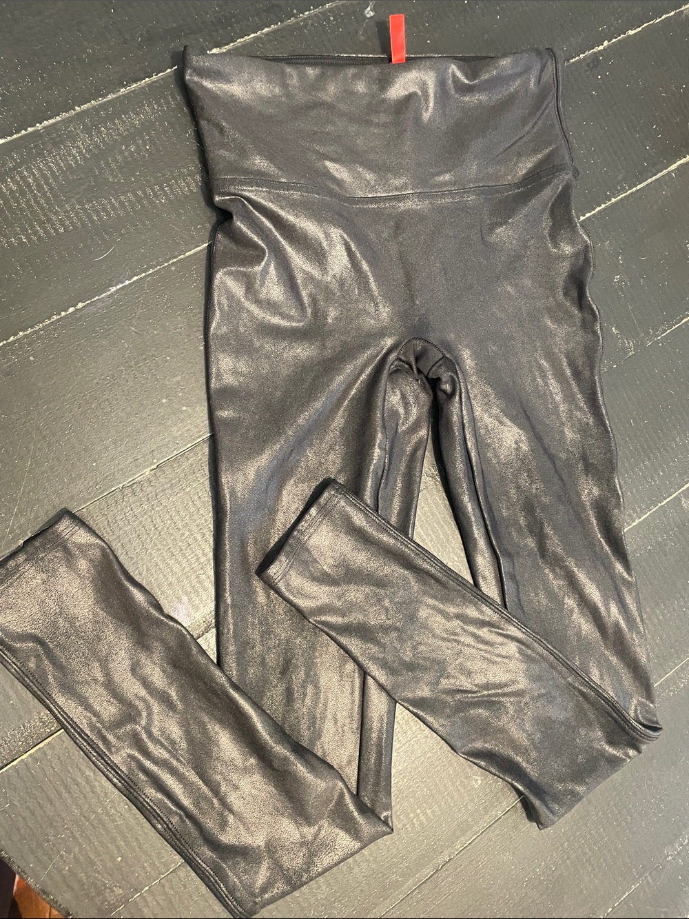 Spanx High-Waist Metallic Black Leggings